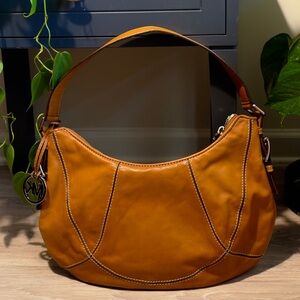 Michael Kors Tan Leather Hobo Shoulder Bag | Soft Slouchy MK Classic